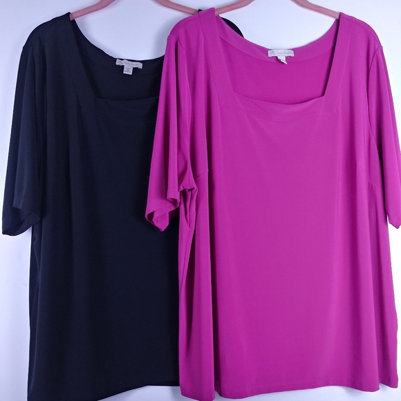 dressbarn Tops - DressBarn Stretch Tops-Fuchsia & Black-Size 3X